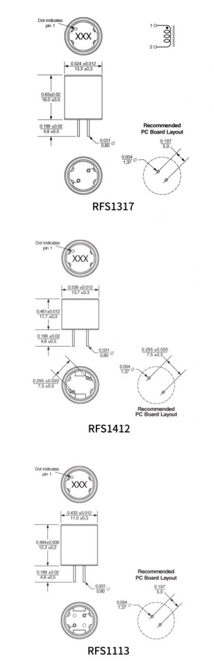 RFS1412/RFS1317/RFS1113 シリーズ寸法図