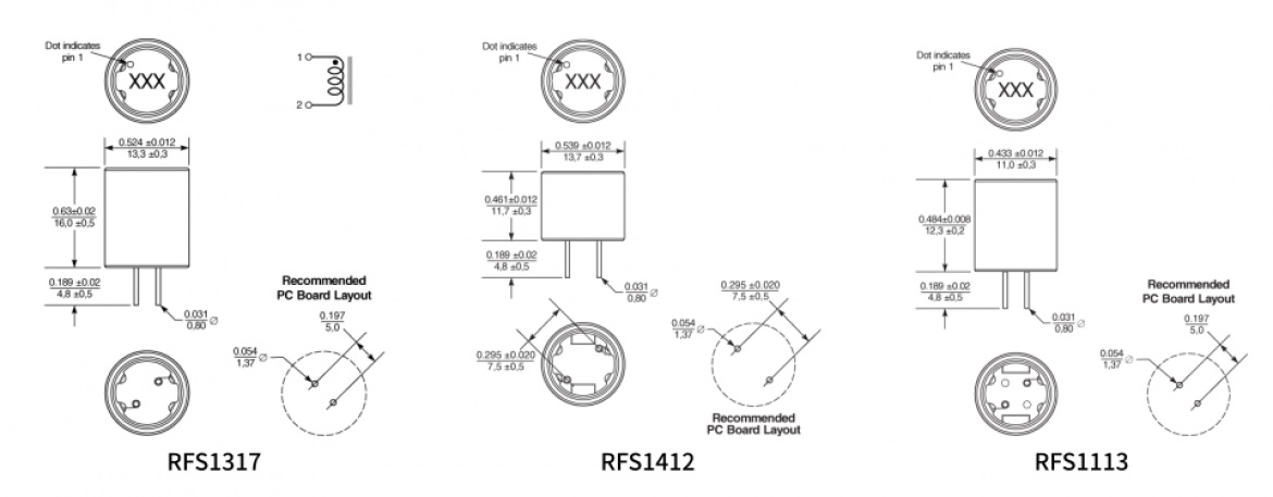RFS1412/RFS1317/RFS1113 シリーズ寸法図