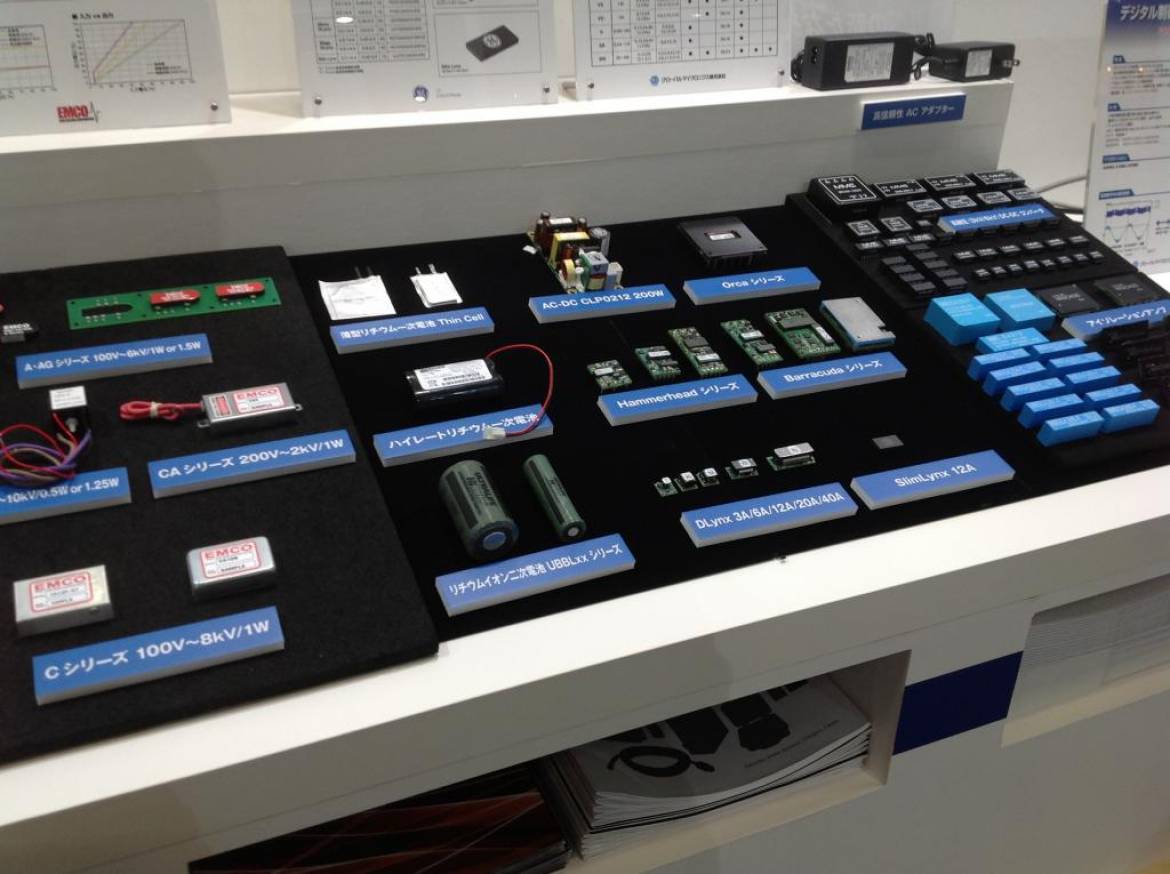 「電源・電池」展示ゾーンにて、GE Power 、EMCOや弊社自社製品のラインアップ
