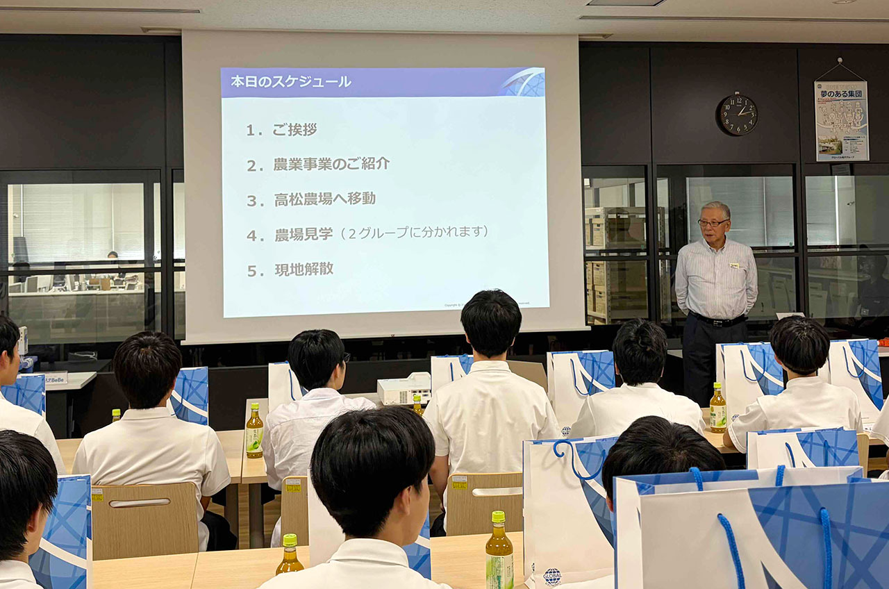 農業事業のご紹介の中で、当社グループ会長の松田からもご挨拶がありました