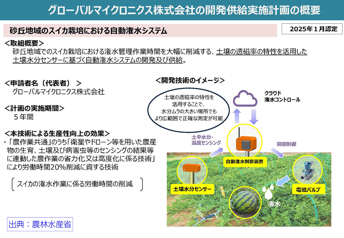グローバルマイクロニクスの開発供給実施計画の概要